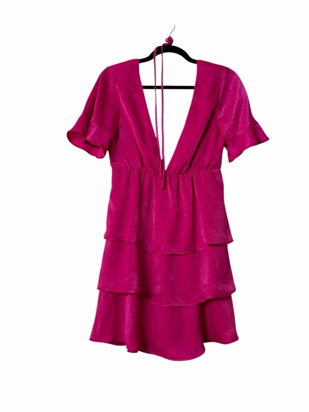 Show Me Your Mumu Pink Dulce Dress Small Tiered Ruffle V-Neck Mini - Picture 2 of 7